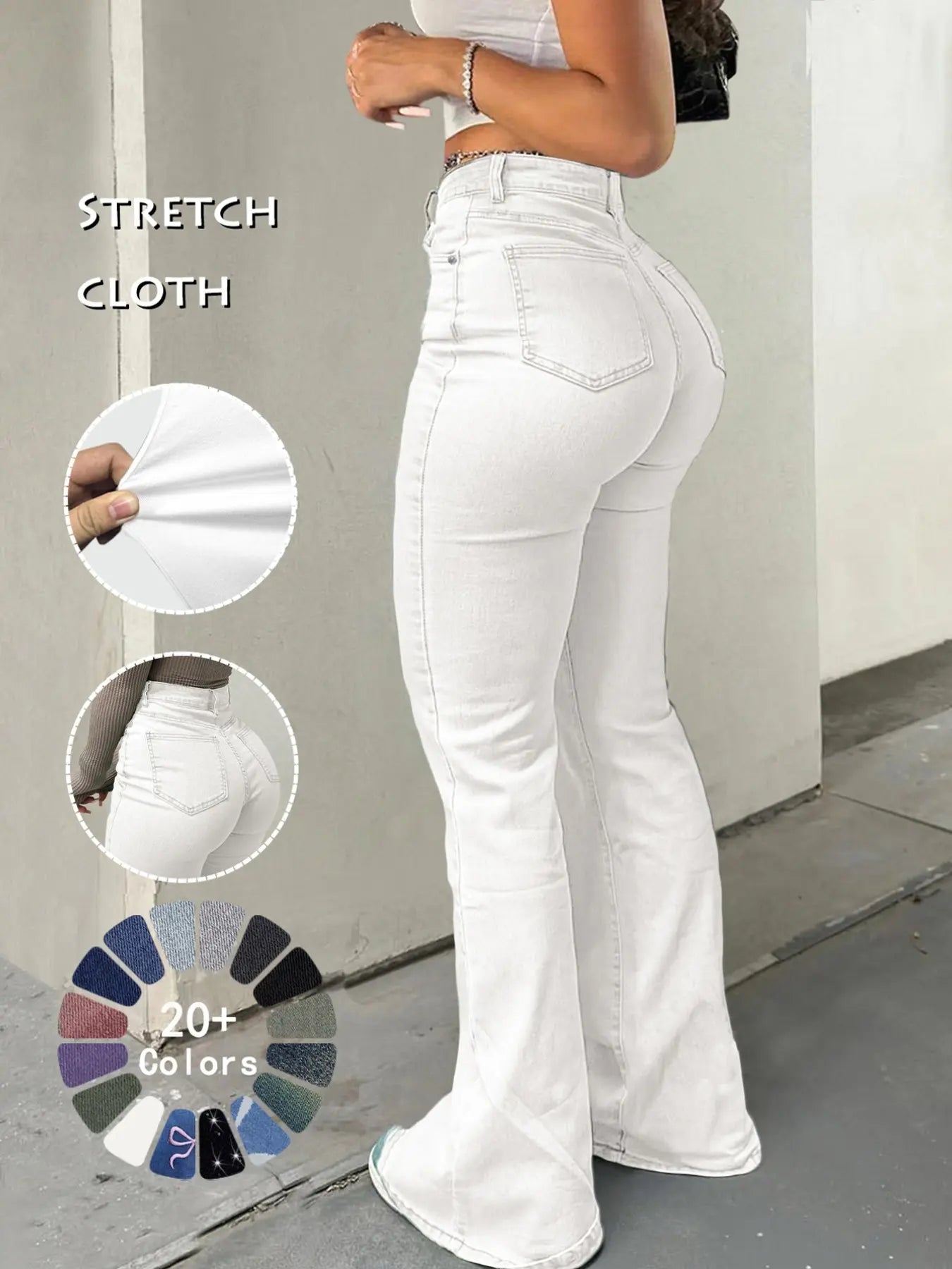 GILIPUR Y2K Women'S High Waist Flare Leg Jeans, Casual Button Fly Pocket Design Bell Bottom Denim Pants, Women'S Bottoms for Daily Wear, Kardashian Style, 000 Jeans, Light Wash, Flared Leg Jeans, Womenswear