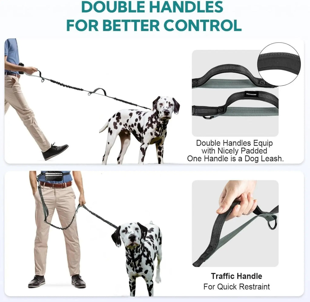 Pipidodo Hands-Free Dual Dog Leash with Waist Bag and Cushioned Pad – Effortless and Tangle-Free Walking for Two Dogs