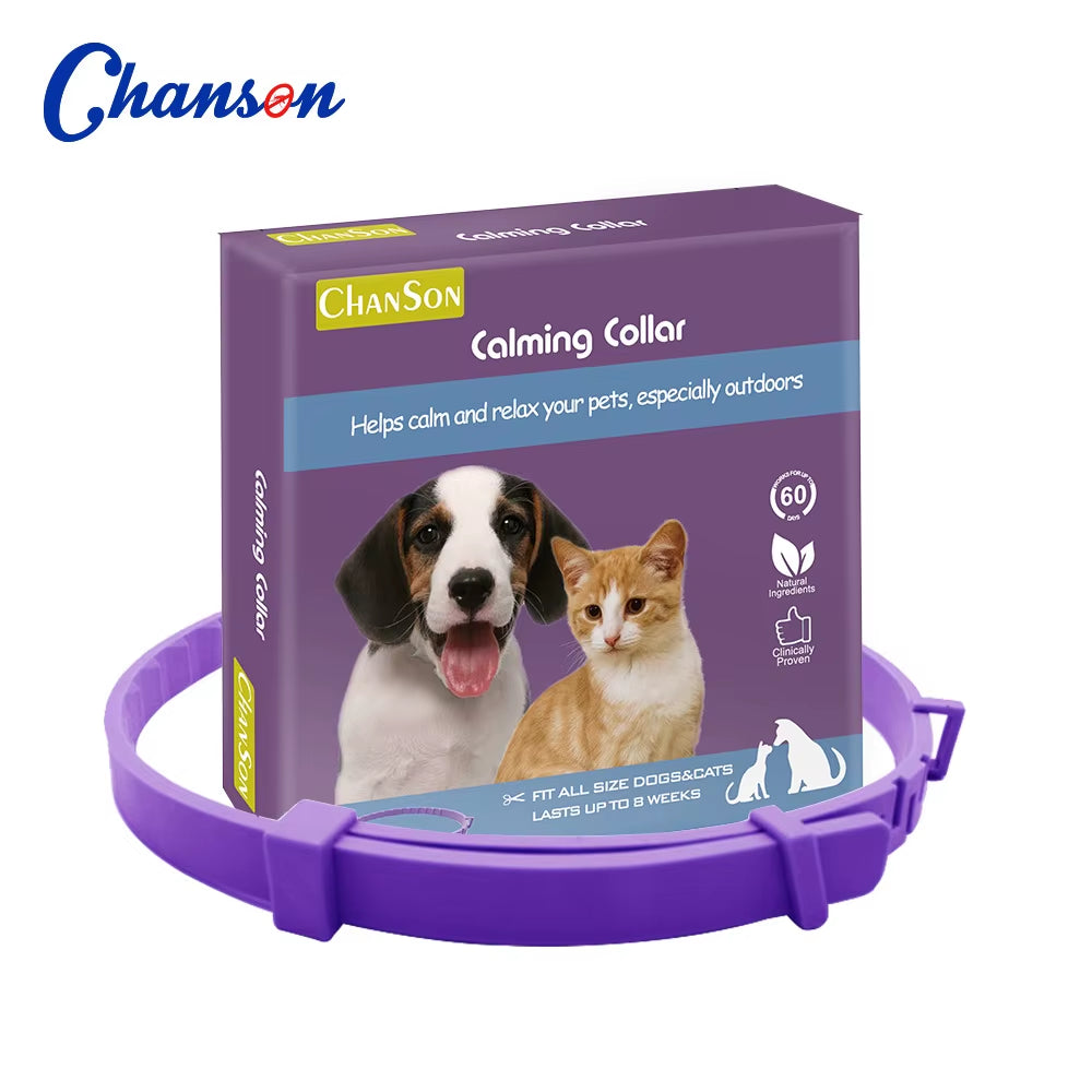 Pet Calming Collar for Cats Dogs Adjustable Anxiety Pheromone Reducing Pet Collar Lasting Natural Calm Relax Soothing Collars