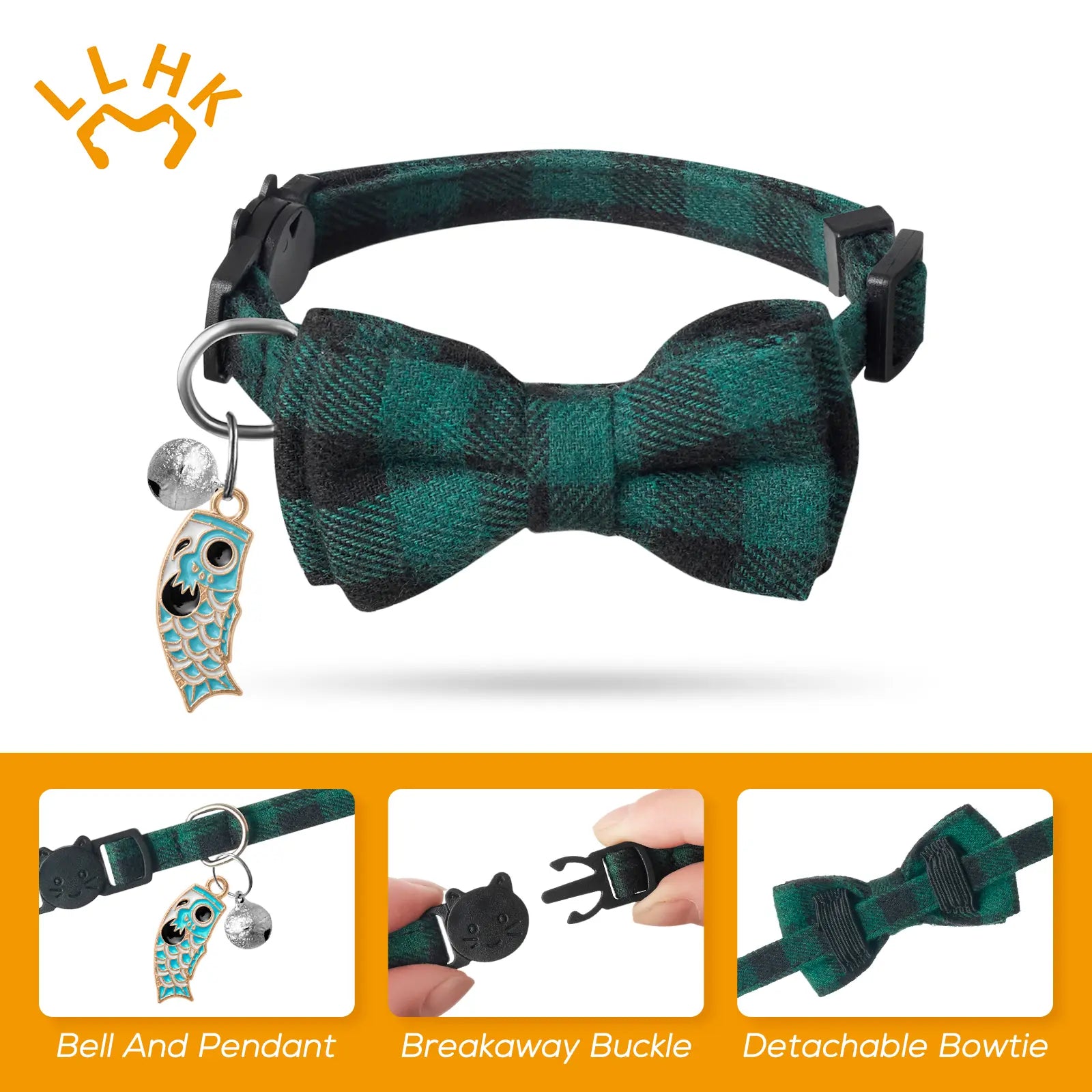 2 Pack Small Fish Cat Collars with Bow Tie and Bell,Personalized Breakaway Kitten Collar for Girl Boy Cats,Adjustable 7-12Inch,Cute for Kitty Kitten Adult Cats,Pet Supplies,Stuff,Accessories