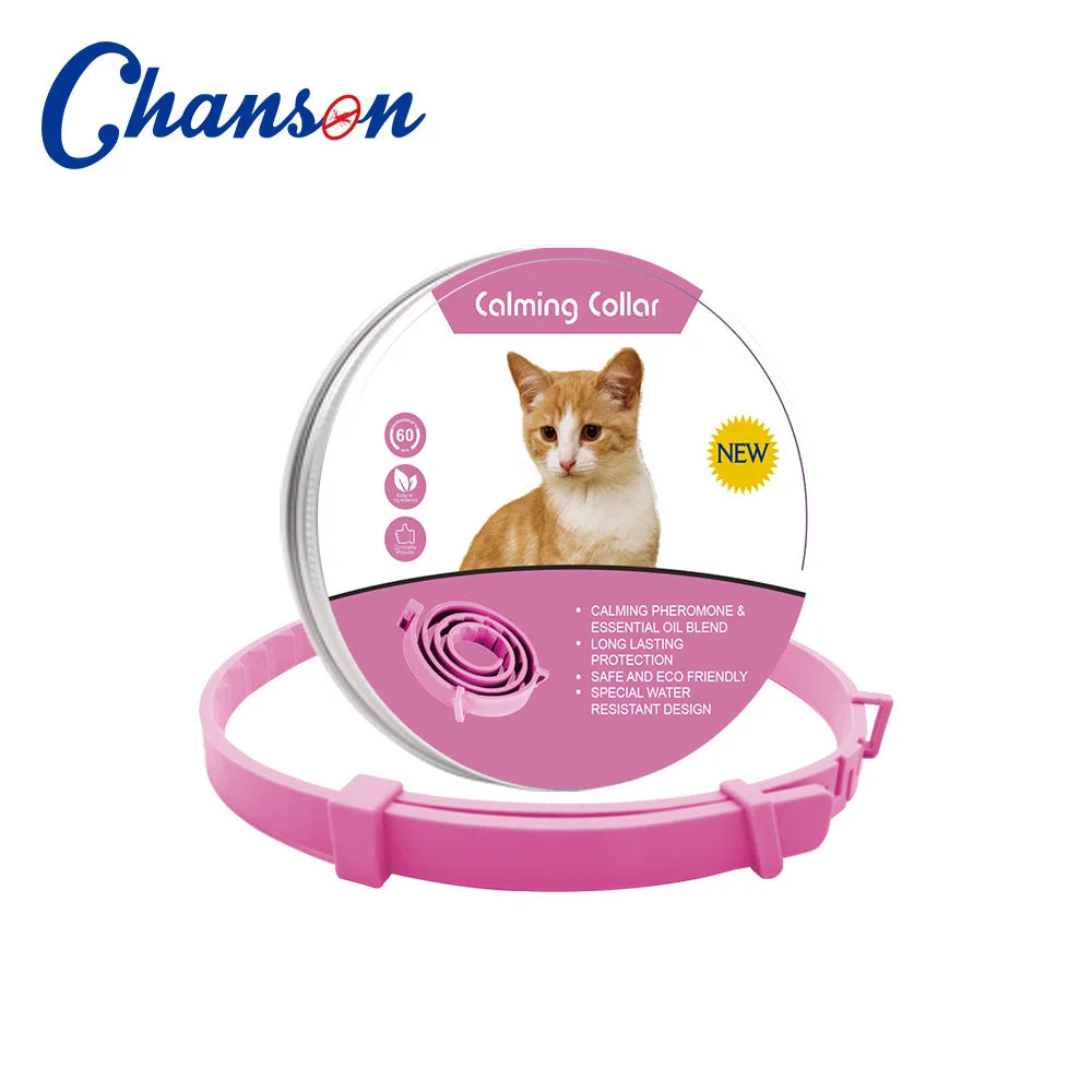 Pet Calming Collar for Cats Dogs Adjustable Anxiety Pheromone Reducing Pet Collar Lasting Natural Calm Relax Soothing Collars