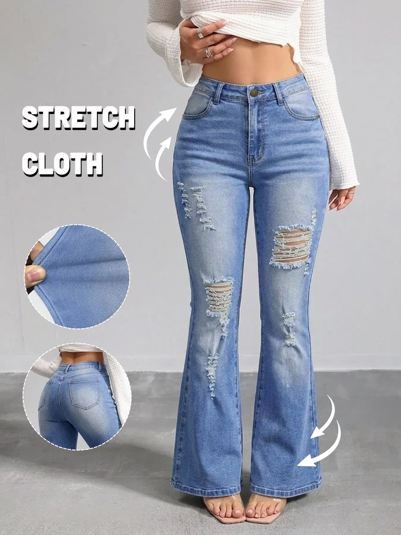 GILIPUR Y2K Women'S High Waist Flare Leg Jeans, Casual Button Fly Pocket Design Bell Bottom Denim Pants, Women'S Bottoms for Daily Wear, Kardashian Style, 000 Jeans, Light Wash, Flared Leg Jeans, Womenswear