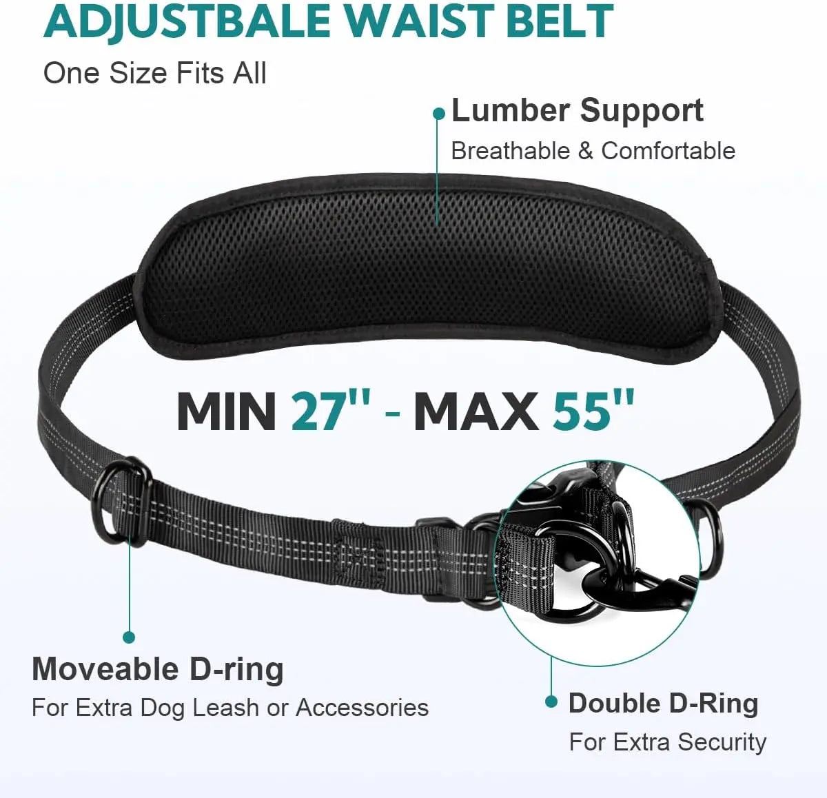 Pipidodo Hands-Free Dual Dog Leash with Waist Bag and Cushioned Pad – Effortless and Tangle-Free Walking for Two Dogs