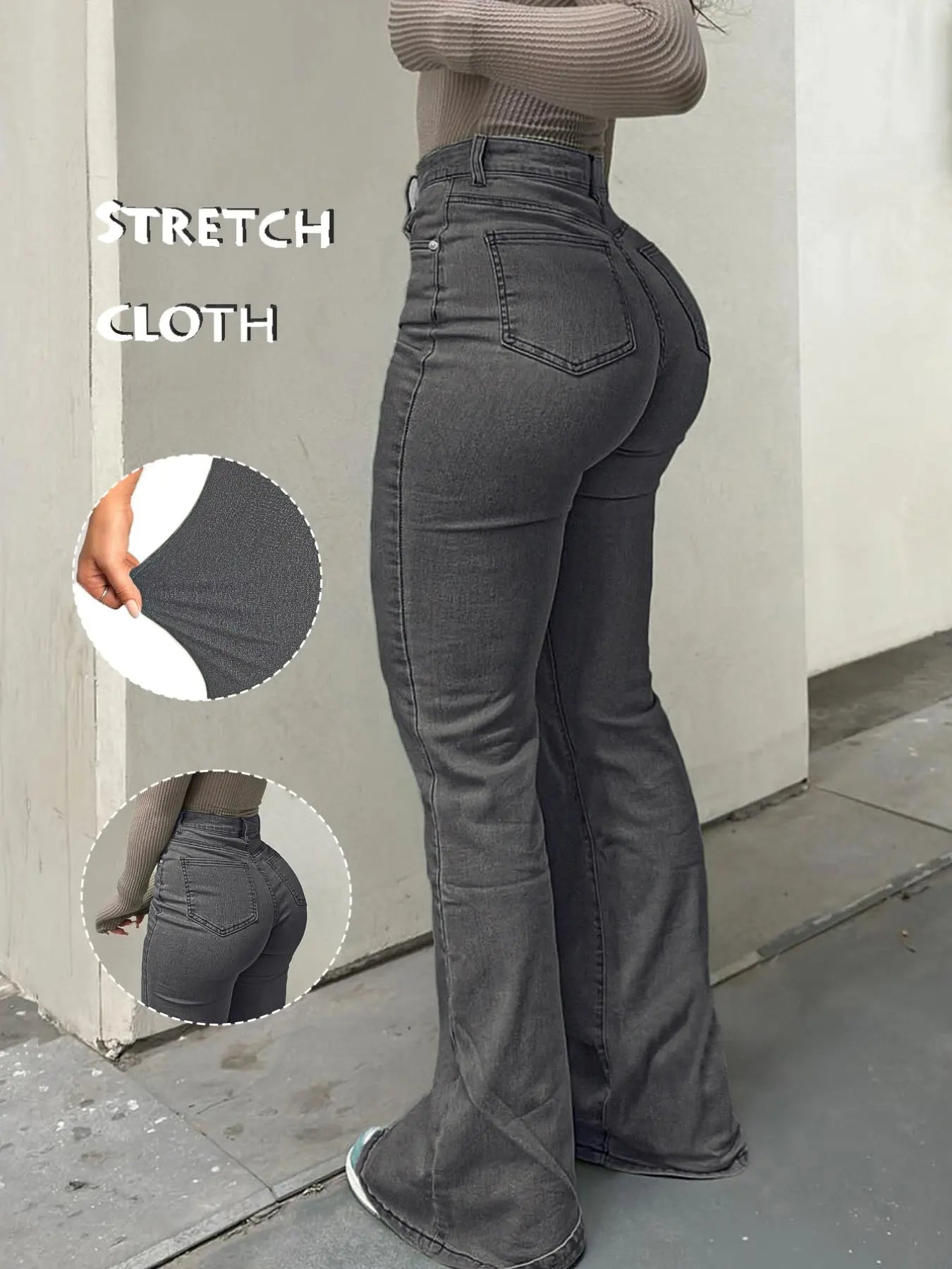 GILIPUR Y2K Women'S High Waist Flare Leg Jeans, Casual Button Fly Pocket Design Bell Bottom Denim Pants, Women'S Bottoms for Daily Wear, Kardashian Style, 000 Jeans, Light Wash, Flared Leg Jeans, Womenswear