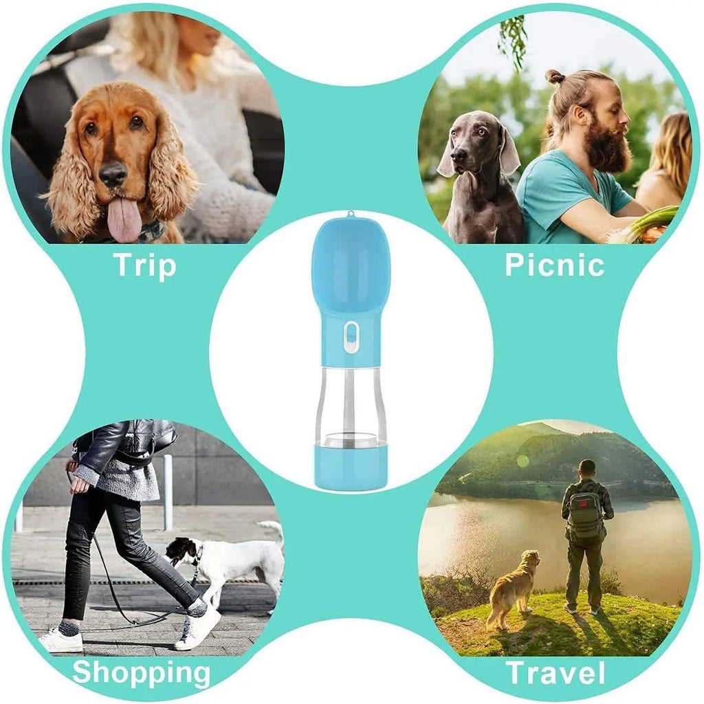 Portable Dog Water Bottle for Walking - Leak Proof, Lightweight, BPA Free, Features Food Container, Easy to Carry Pet Travel Food Container Puppy Fluid Bowls Pet Gift 3 In