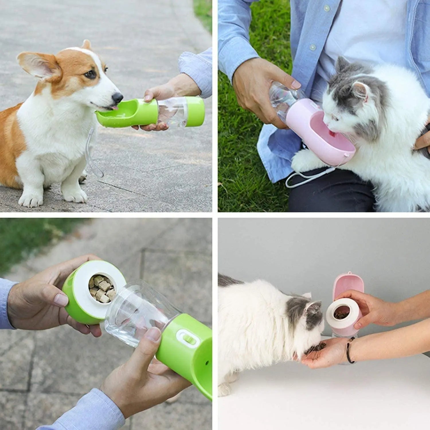 Portable Dog Water Bottle for Walking - Leak Proof, Lightweight, BPA Free, Features Food Container, Easy to Carry Pet Travel Food Container Puppy Fluid Bowls Pet Gift 3 In